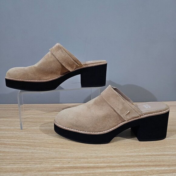Eileen Fisher Hiya Clog Mule Heel Womens Shoe Ecru Beige Suede Size 10 - Picture 2 of 11
